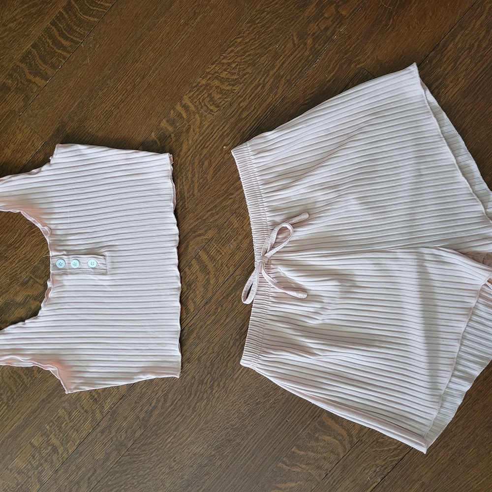 Pink Ribbed Two-Piece Set